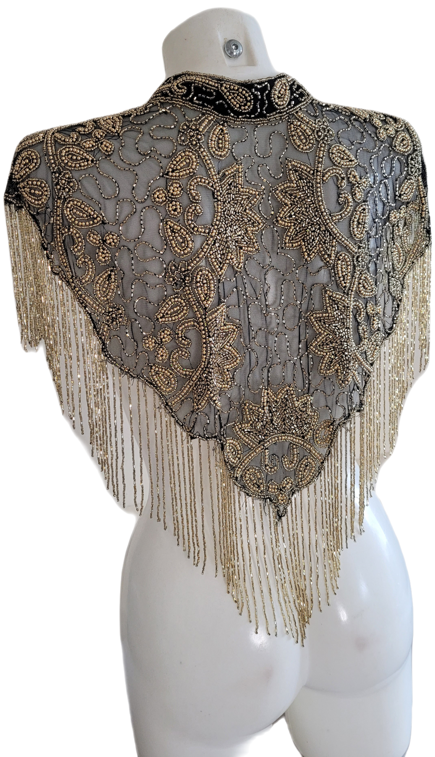 Black Gold Vintage Capelet Black Ponchos Embellished Poncho Unique Cape Size Wedding