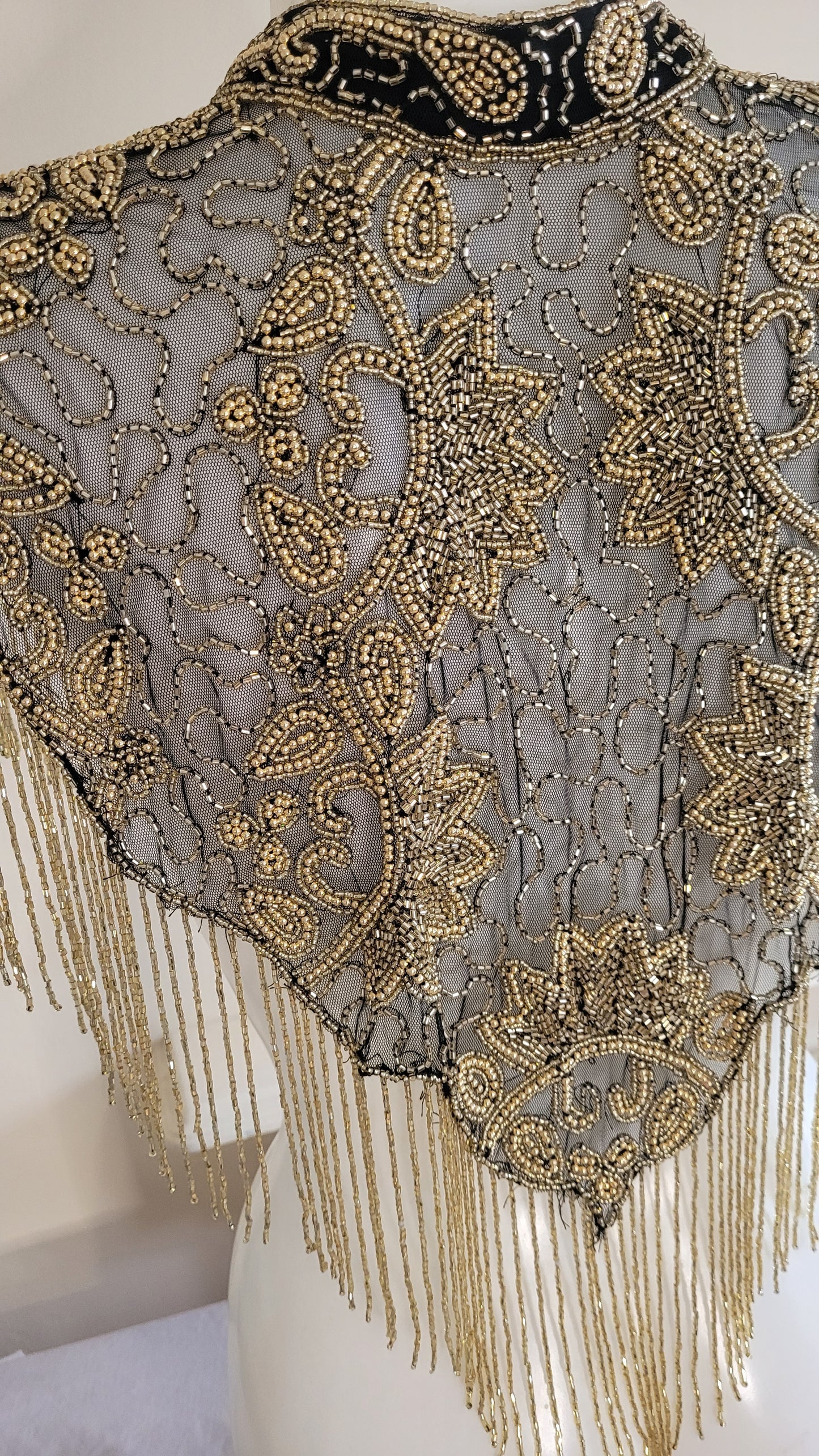 Black Gold Vintage Capelet Black Ponchos Embellished Poncho Unique Cape Size Wedding