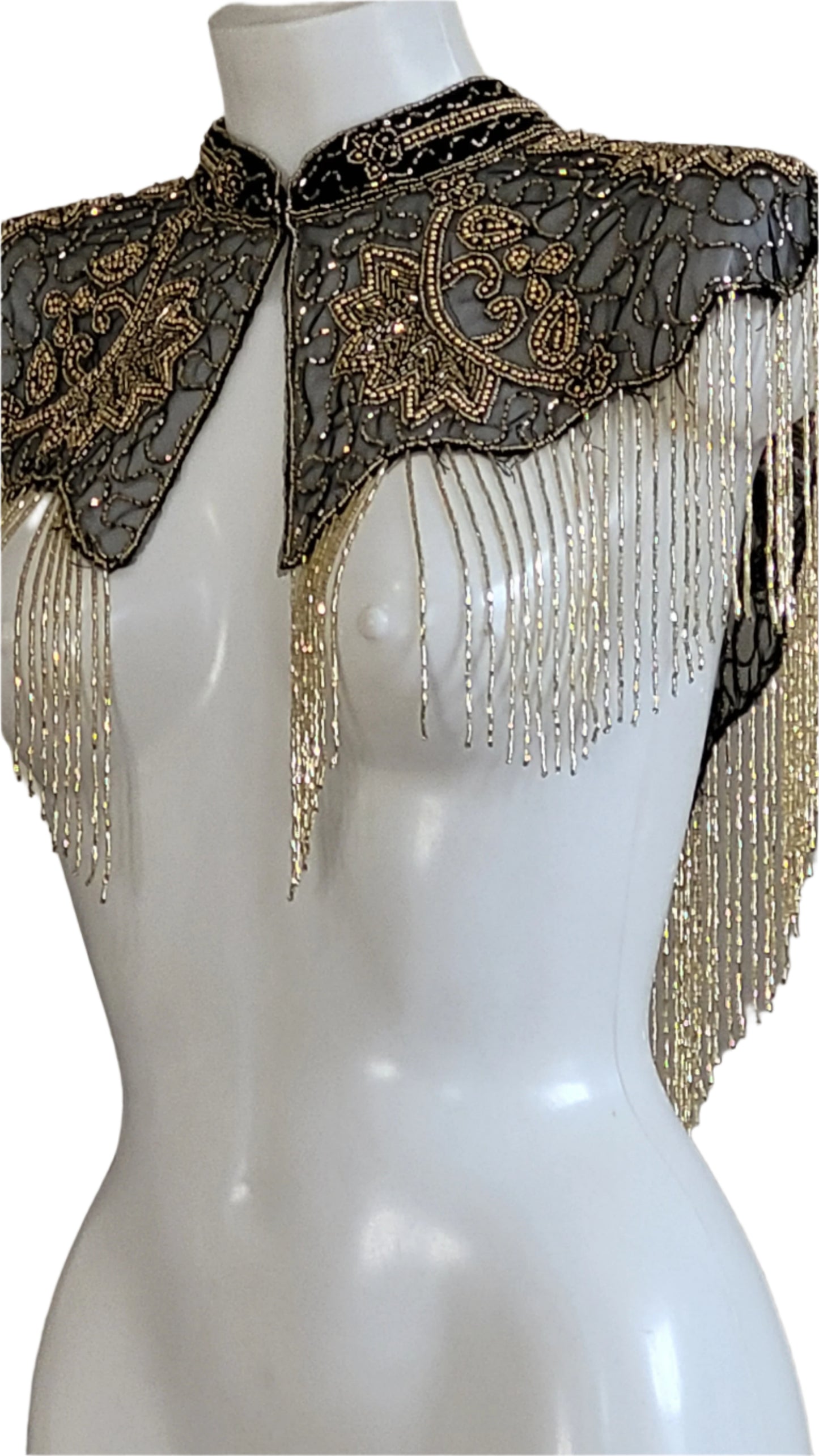 Black Gold Vintage Capelet Black Ponchos Embellished Poncho Unique Cape Size Wedding