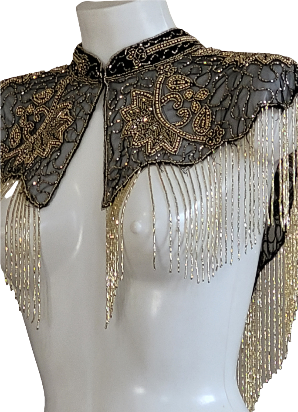 Black Gold Vintage Capelet Black Ponchos Embellished Poncho Unique Cape Size Wedding