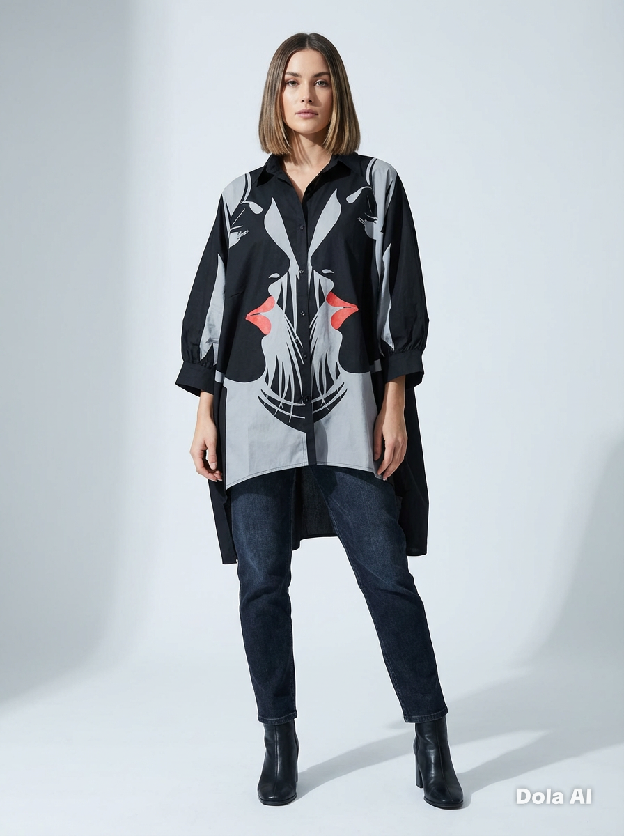 Vintage 80s Style Oversized Balloon Sleeve Shirt Retro Blouse High Poplin