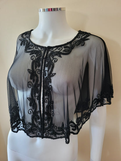 Black Sequin Poncho Elegant Wrap for Dresses One Size Evening Cover-Up