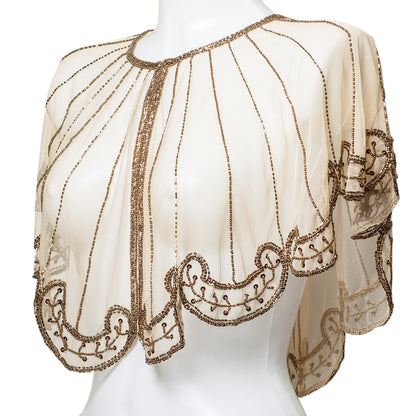 Exclusive Champagne Beige Bridal Bolero | Luxury Beaded Wedding Cape | One Size