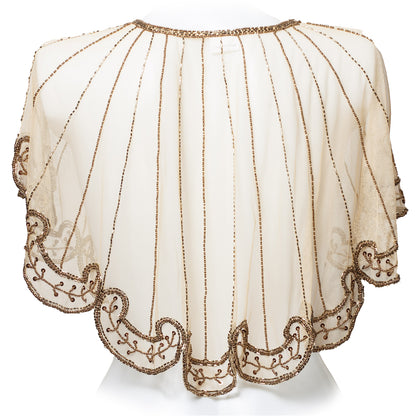 Exclusive Champagne Beige Bridal Bolero | Luxury Beaded Wedding Cape | One Size