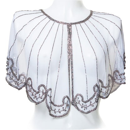 White Sequin Poncho | Bridal Cover Up | Wedding Cape | Bridesmaid Wrap
