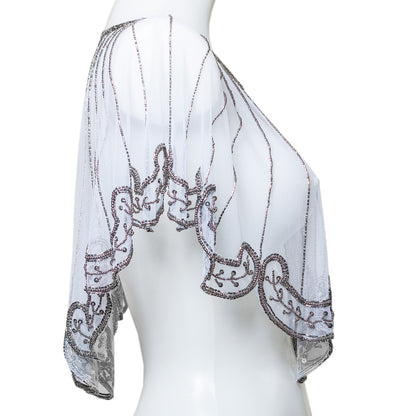 White Sequin Poncho | Bridal Cover Up | Wedding Cape | Bridesmaid Wrap