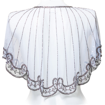 White Sequin Poncho | Bridal Cover Up | Wedding Cape | Bridesmaid Wrap