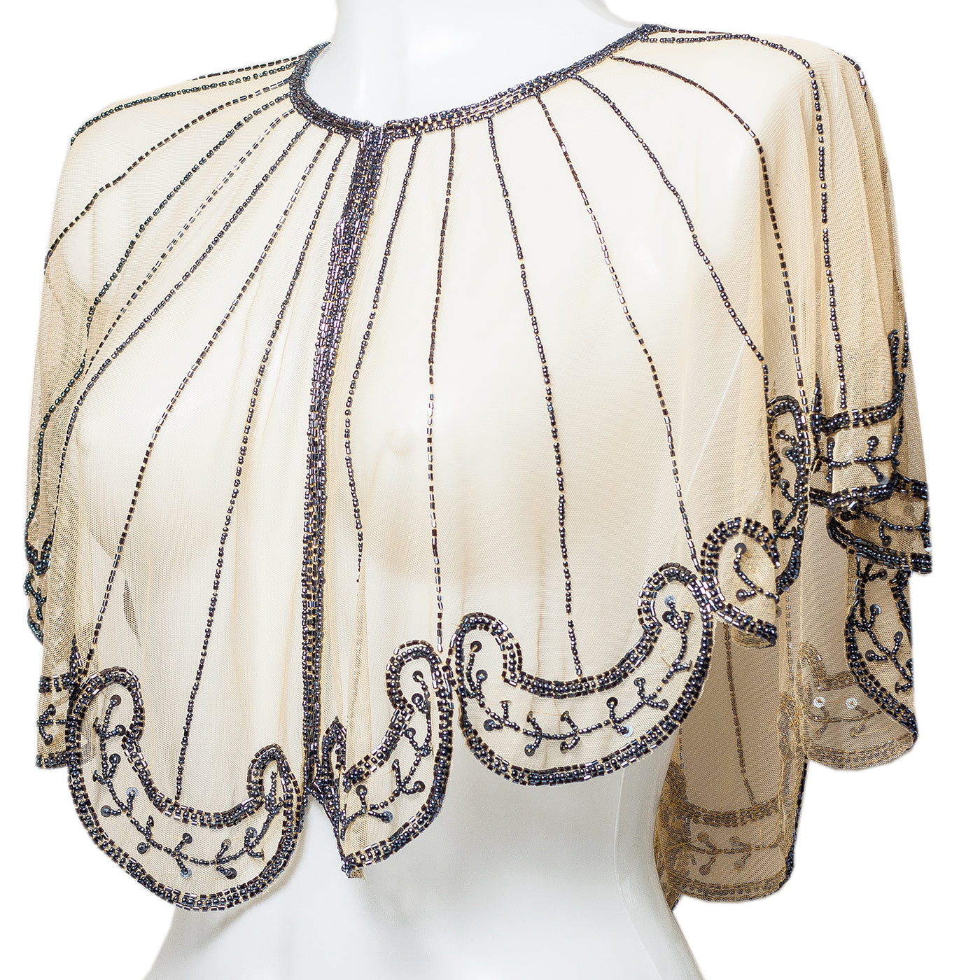 Exclusive Champagne Beige Bridal Bolero | Luxury Beaded Wedding Cape | One Size