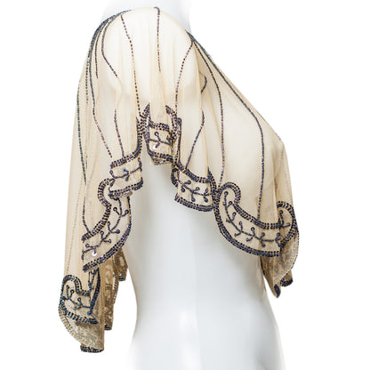 Exclusive Champagne Beige Bridal Bolero | Luxury Beaded Wedding Cape | One Size