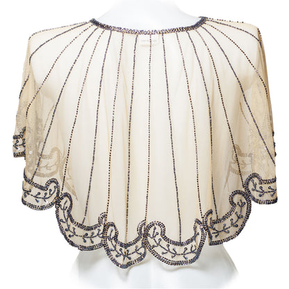 Exclusive Champagne Beige Bridal Bolero | Luxury Beaded Wedding Cape | One Size
