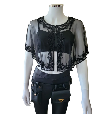 Black Sequin Poncho Elegant Wrap for Dresses One Size Evening Cover-Up