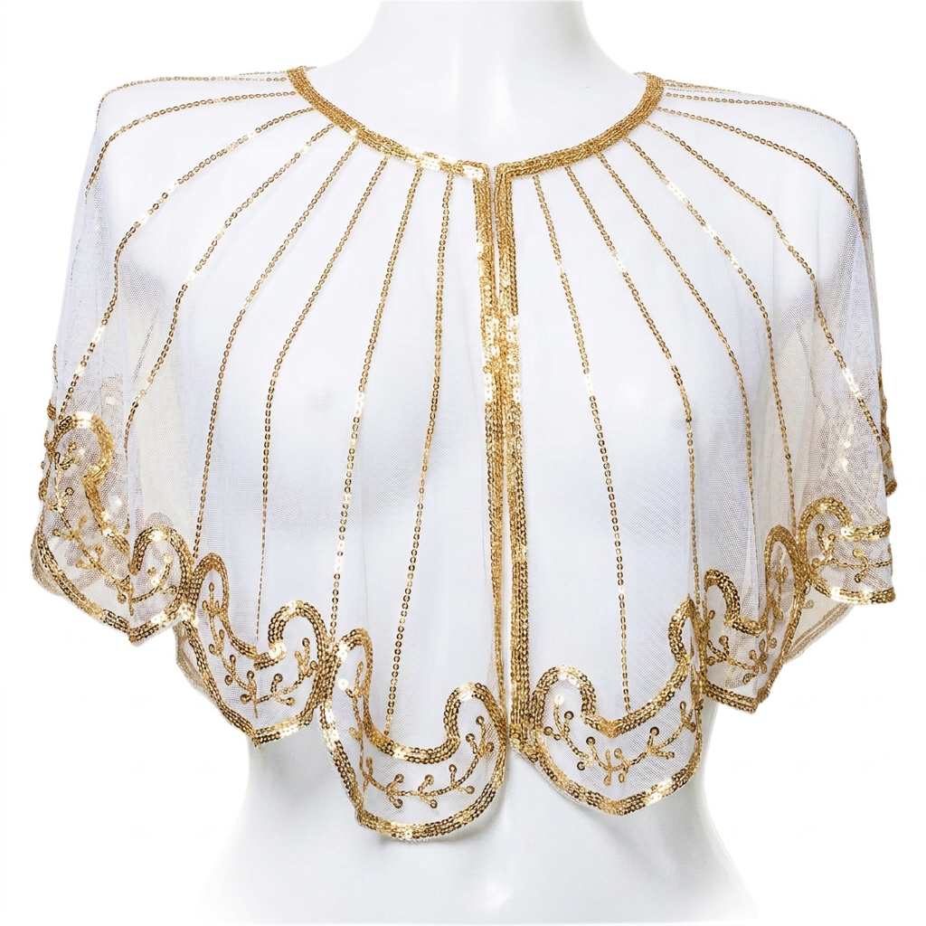 Gold poncho with corrected top-centre neckline