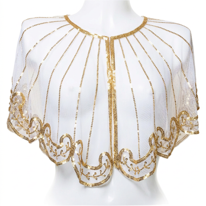 Gold poncho with corrected top-centre neckline