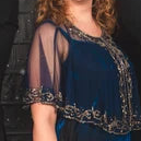 Navy Sequin Capelet Elegant Evening Wrap One Size Sparkle Cover-Up