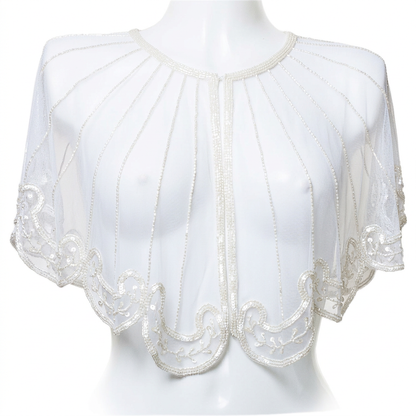 White-sequin poncho preview